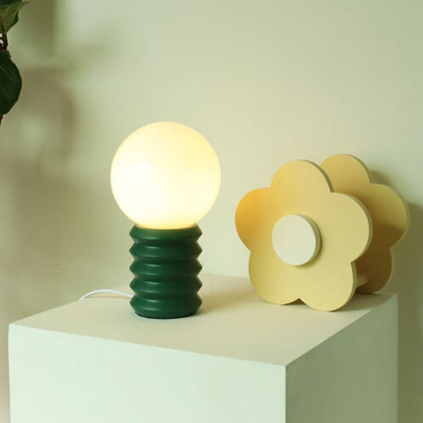 RetroGlow | Tischlampe in Orange mit massivem Glas