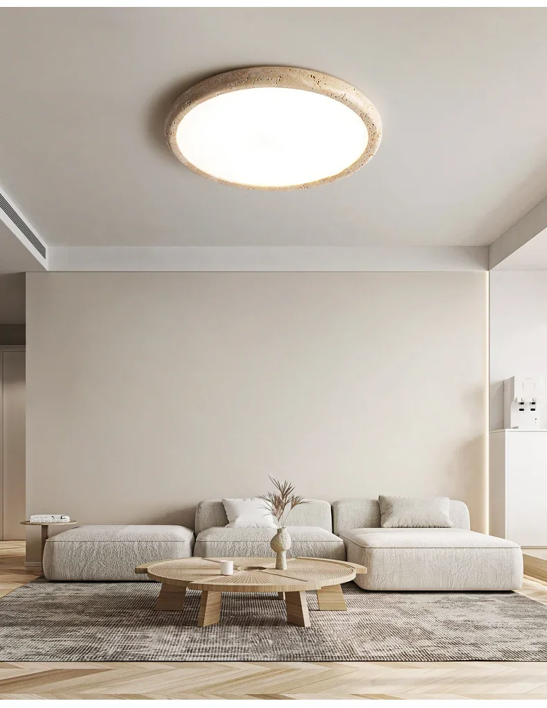 Travessa Sol | LED Deckenleuchte aus gelbem Travertin im Wabi-Sabi Stil