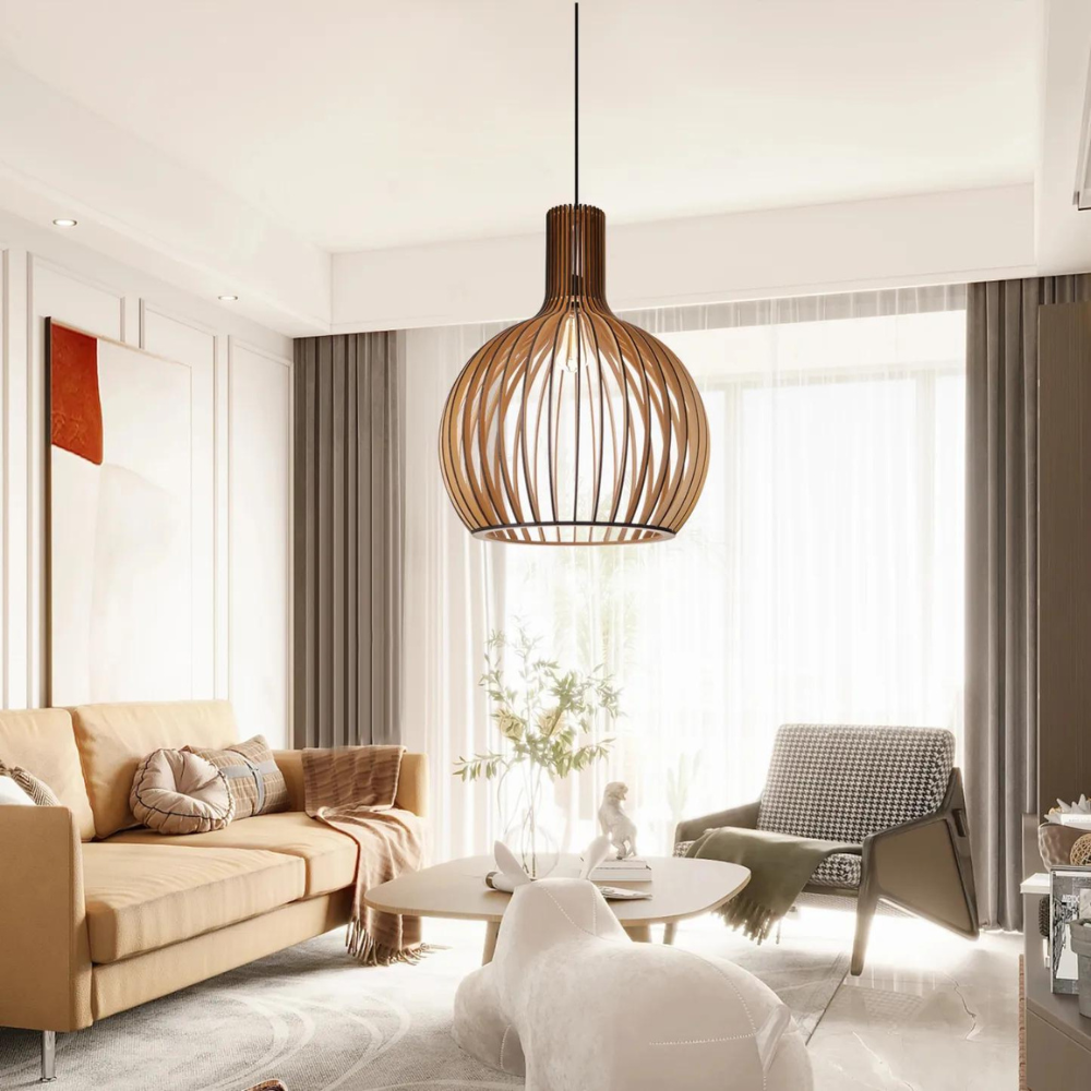 HimmlischeLeuchte | Deckenlampe – Elegante Schwarze LED-Hängeleuchte aus Holz