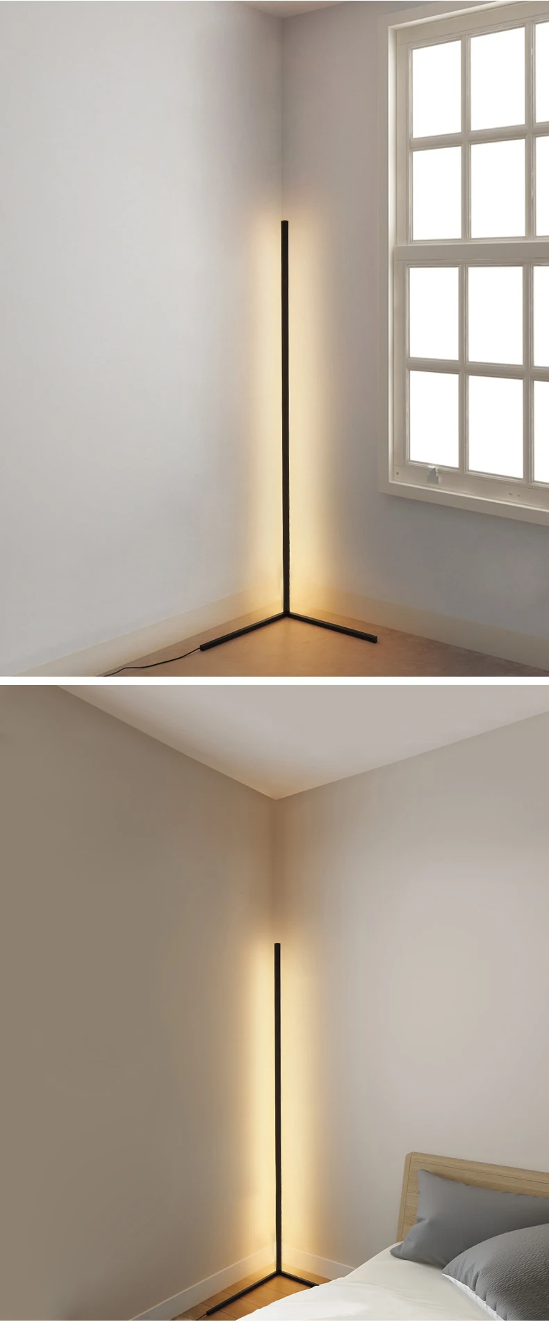 SleekBuddy | Minimalistische LED-Stehleuchte in Schwarz/Weiß – Moderne Ecklampe aus Aluminium