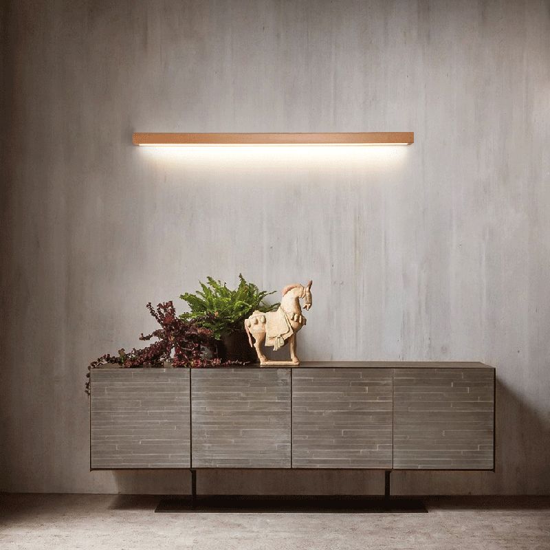 Modern Linear LED Wandleuchte Ozumi – 1/2-flammig Holz & Acryl für Spiegel- und Wohnbereich