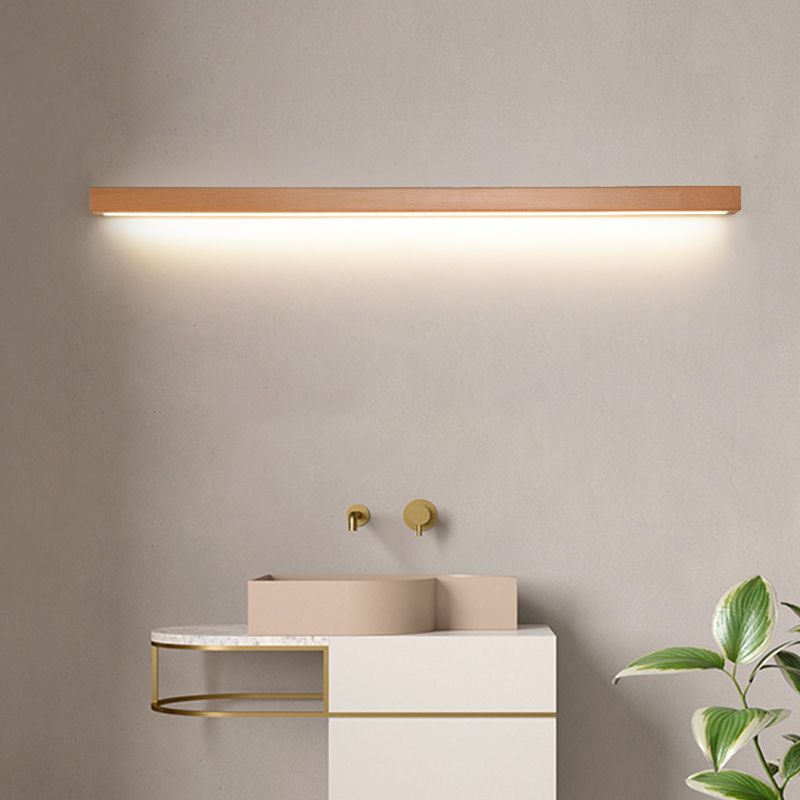 Modern Linear LED Wandleuchte Ozumi – 1/2-flammig Holz & Acryl für Spiegel- und Wohnbereich