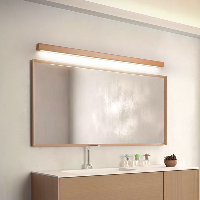 Modern Linear LED Wandleuchte Ozumi – 1/2-flammig Holz & Acryl für Spiegel- und Wohnbereich