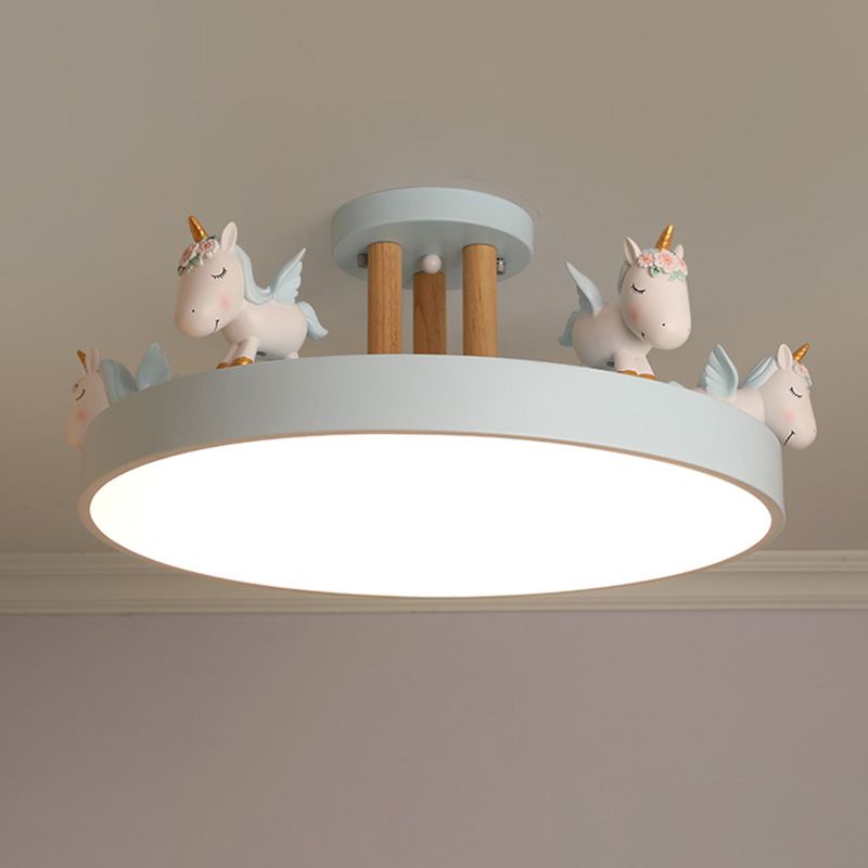 EinhornTraum | LED-Deckenleuchte – Kinderzimmerlampe aus Metall & Holz, Dimmbar