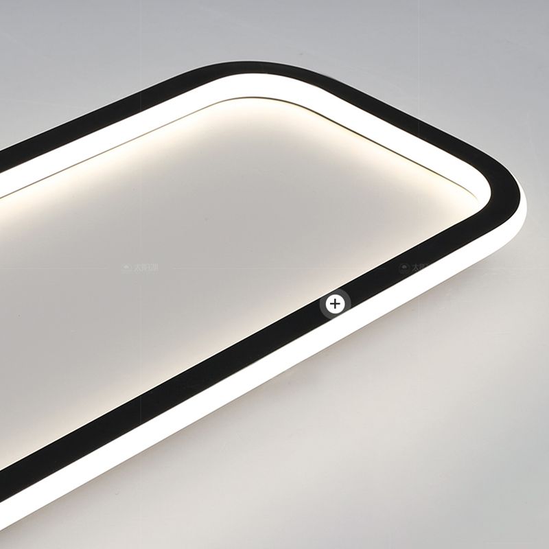 LumaRecta | Moderne Rechteckige LED-Deckenleuchte in Schwarz aus Metall und Silikon für Wohn-/Schlafzimmer