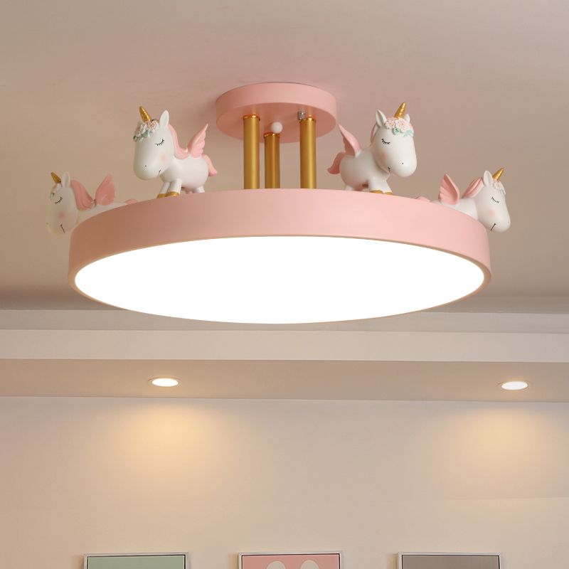 EinhornTraum | LED-Deckenleuchte – Kinderzimmerlampe aus Metall & Holz, Dimmbar