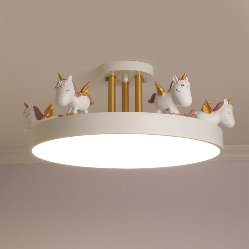 EinhornTraum | LED-Deckenleuchte – Kinderzimmerlampe aus Metall & Holz, Dimmbar