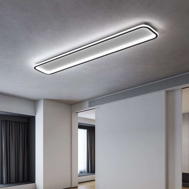 LumaRecta | Moderne Rechteckige LED-Deckenleuchte in Schwarz aus Metall und Silikon für Wohn-/Schlafzimmer
