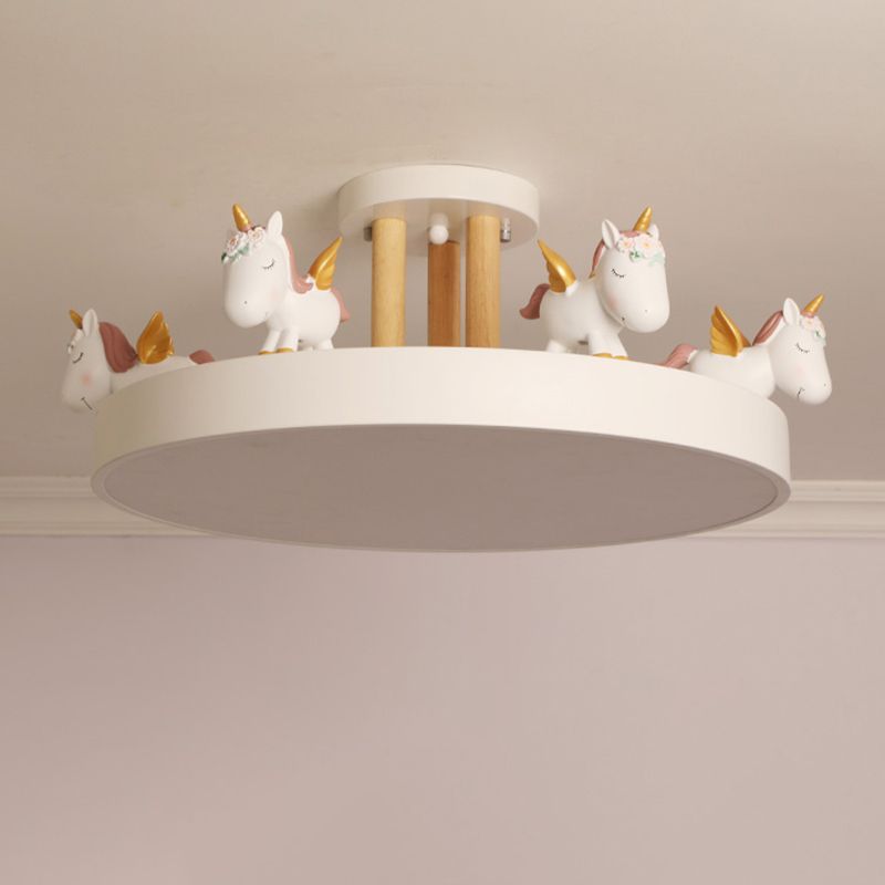 EinhornTraum | LED-Deckenleuchte – Kinderzimmerlampe aus Metall & Holz, Dimmbar