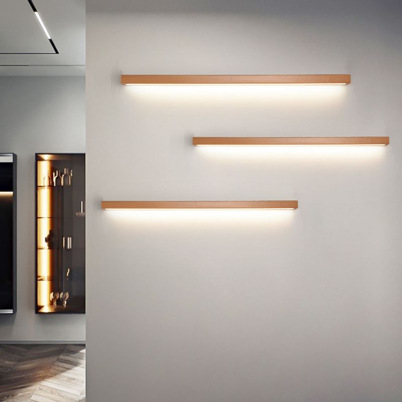 Modern Linear LED Wandleuchte Ozumi – 1/2-flammig Holz & Acryl für Spiegel- und Wohnbereich