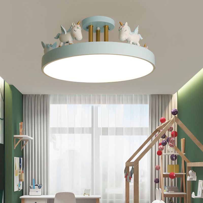 EinhornTraum | LED-Deckenleuchte – Kinderzimmerlampe aus Metall & Holz, Dimmbar
