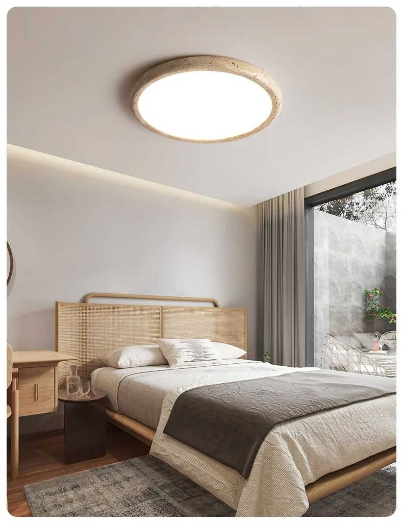 Travessa Sol | LED Deckenleuchte aus gelbem Travertin im Wabi-Sabi Stil