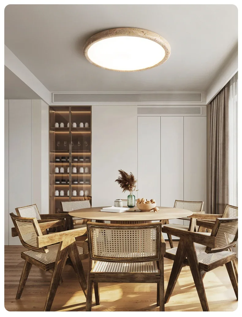 Travessa Sol | LED Deckenleuchte aus gelbem Travertin im Wabi-Sabi Stil