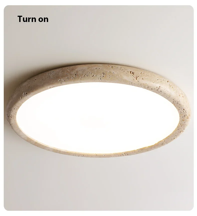 Travessa Sol | LED Deckenleuchte aus gelbem Travertin im Wabi-Sabi Stil