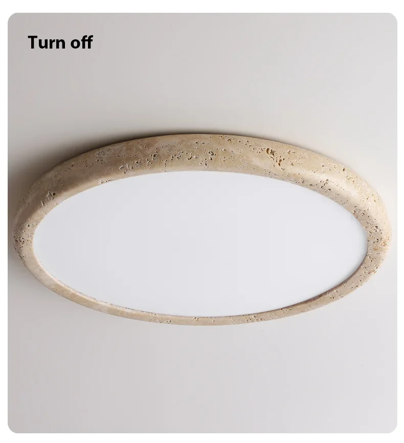 Travessa Sol | LED Deckenleuchte aus gelbem Travertin im Wabi-Sabi Stil