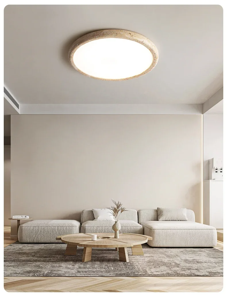 Travessa Sol | LED Deckenleuchte aus gelbem Travertin im Wabi-Sabi Stil
