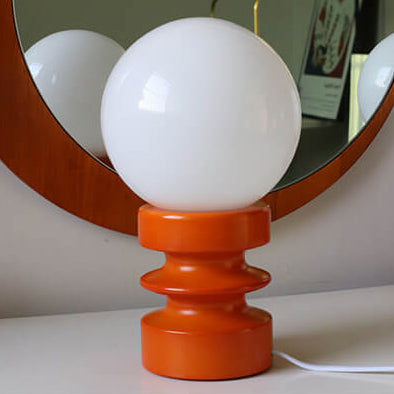 RetroGlow | Tischlampe in Orange mit massivem Glas