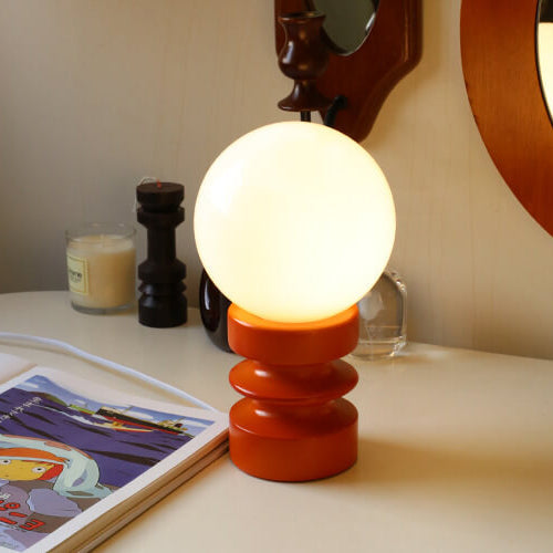RetroGlow | Tischlampe in Orange mit massivem Glas