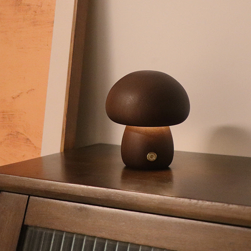 MushLumi | Holz-Pilz LED Nachtlampe mit Touch-Schalter