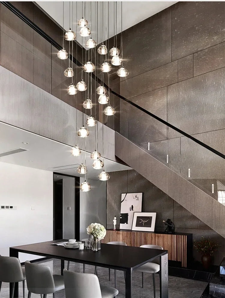 Cernobbio | Kristallpendelleuchte – Moderne LED-Hängeleuchte mit Edelstahl & Klarglas, Warm/Kaltlicht