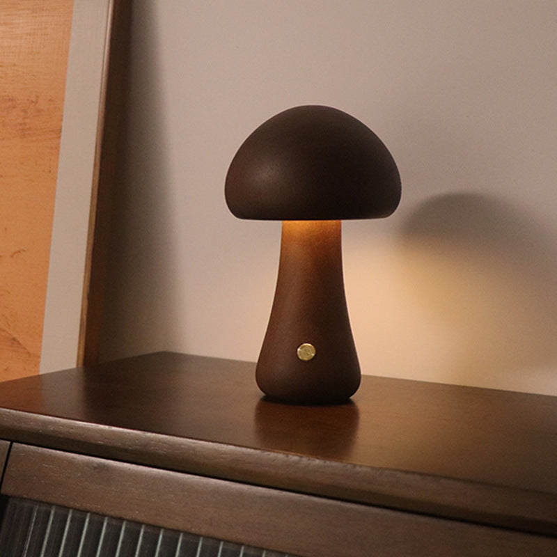MushLumi | Holz-Pilz LED Nachtlampe mit Touch-Schalter