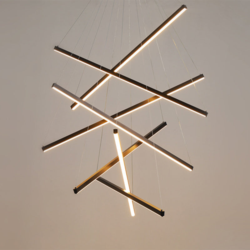 LumiStrata | Moderne LED-Pendellampe – Mehrstufige Metallleuchte, dimmbar mit Fernbedienung