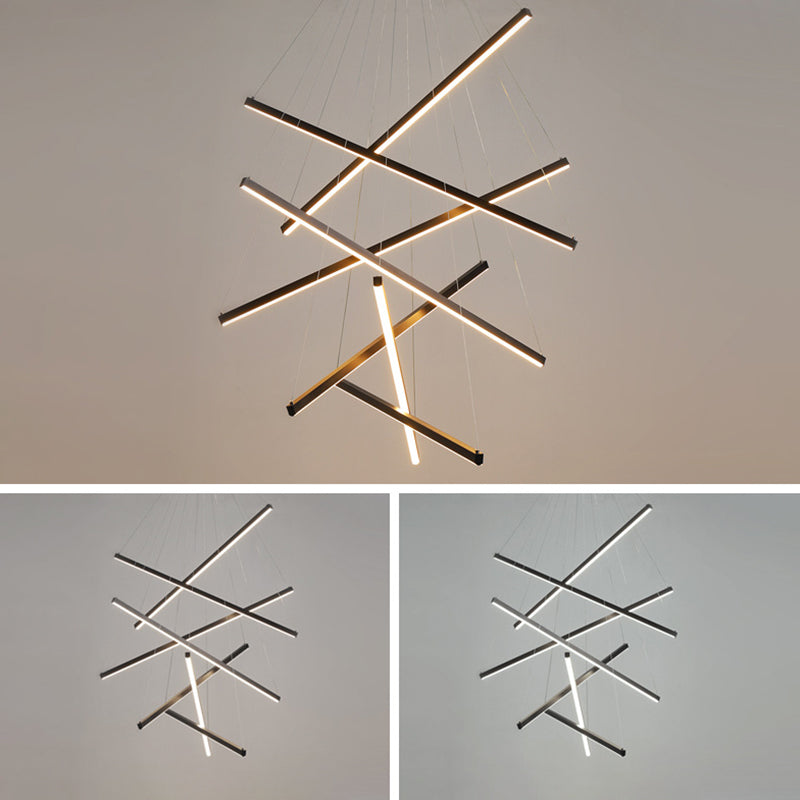 LumiStrata | Moderne LED-Pendellampe – Mehrstufige Metallleuchte, dimmbar mit Fernbedienung