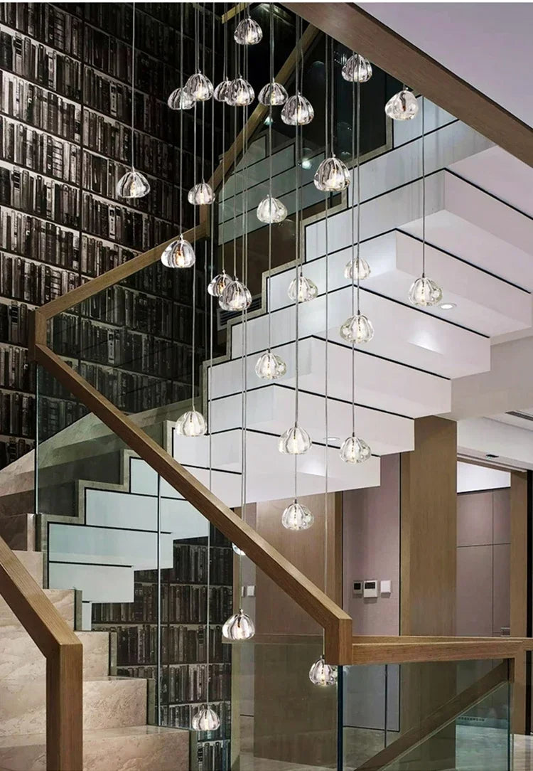 Cernobbio | Kristallpendelleuchte – Moderne LED-Hängeleuchte mit Edelstahl & Klarglas, Warm/Kaltlicht