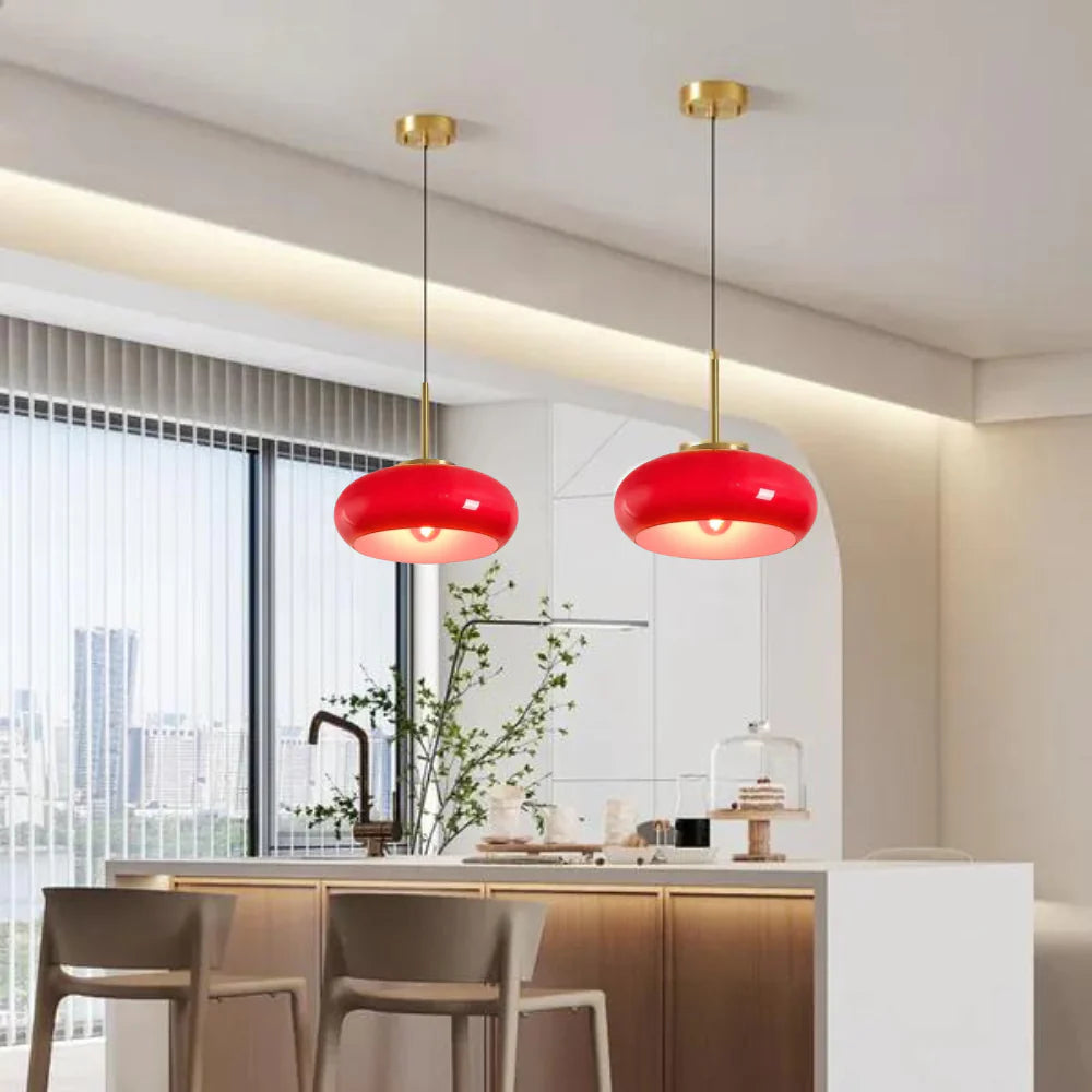 NachtSchimmer | LED-Deckenleuchte – Elegante Glaslampe, Höhenverstellbar