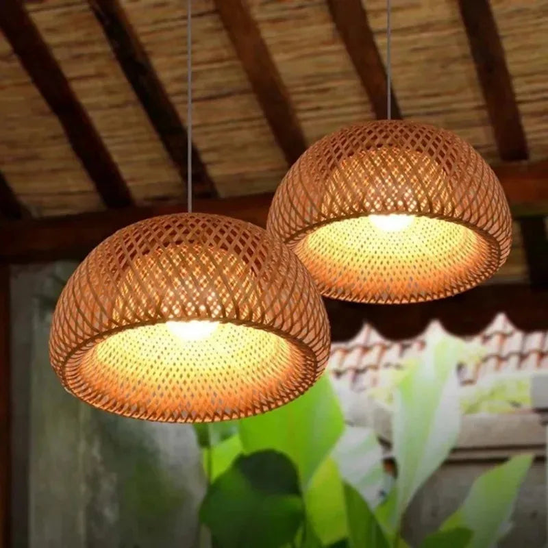 Rattano | Pendelleuchte aus handgewebtem Bambus – Naturfarbe