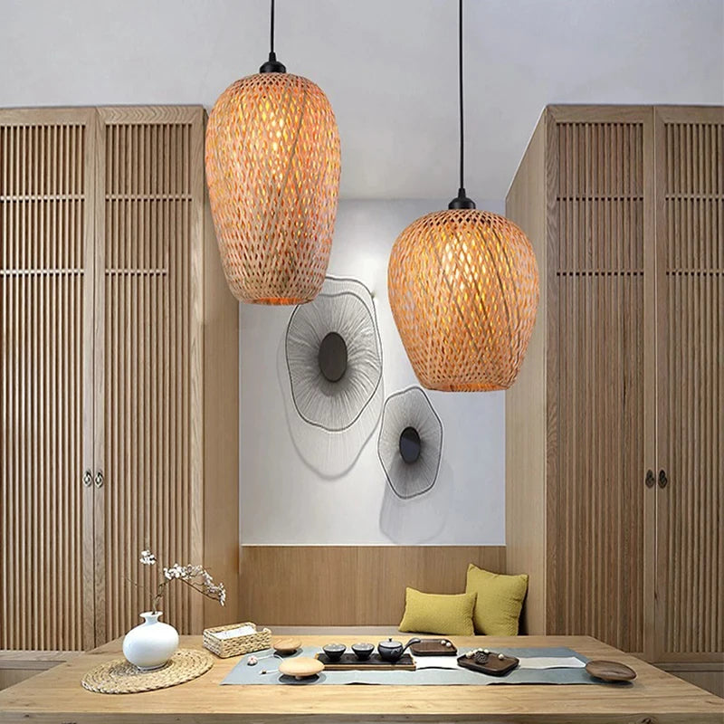 Rattano | Pendelleuchte aus handgewebtem Bambus & Rattan