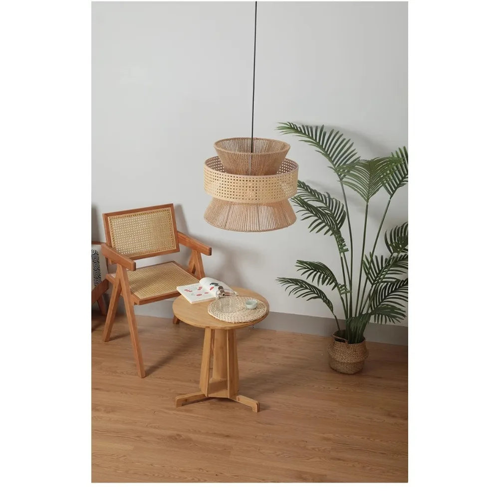 Wabi | Pendelleuchte aus Rattan & Hanfseil – Retrodesign, Ø40/50/60 cm, LED E27, Für Esszimmer & Wohnzimmer