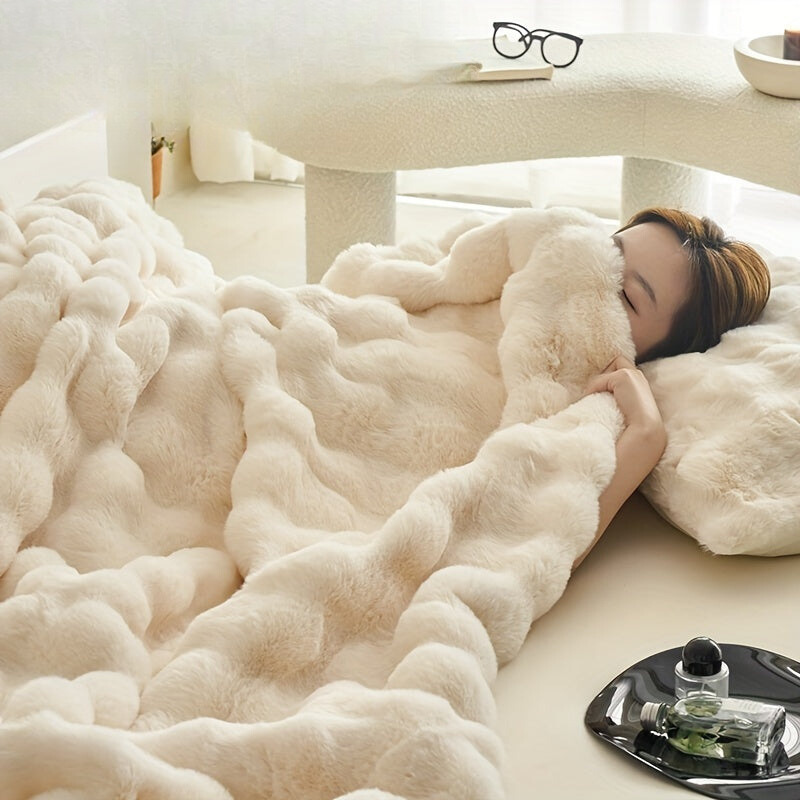 Doppelseitige Kunstfell-Fleece-Decke - Weiche Warme Decke- Multifunktional für Alle Jahreszeiten