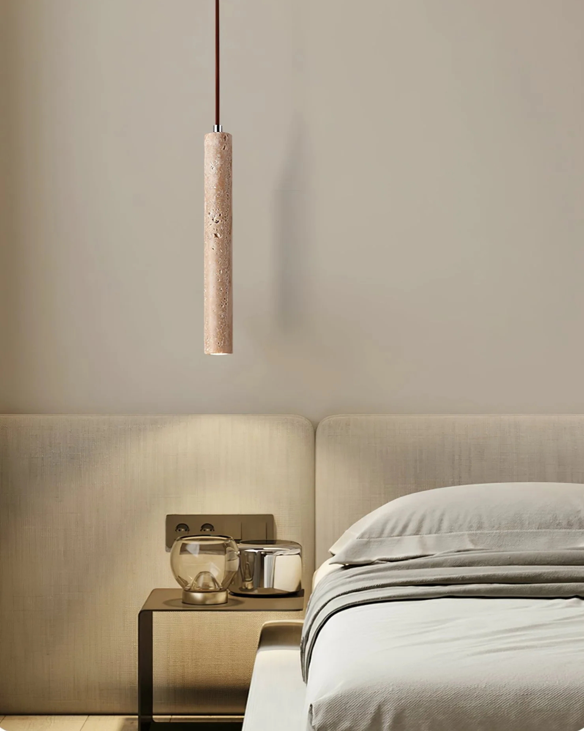 TravertSäule | Pendelleuchte – Minimalistische Eleganz aus Naturstein