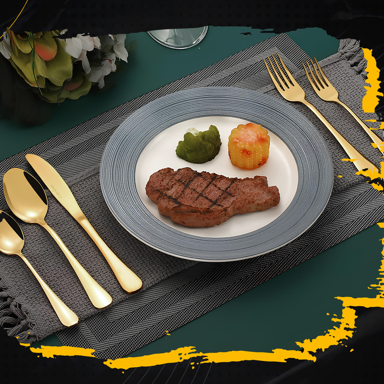 LuxeServe | Champagnergoldenes Servierset