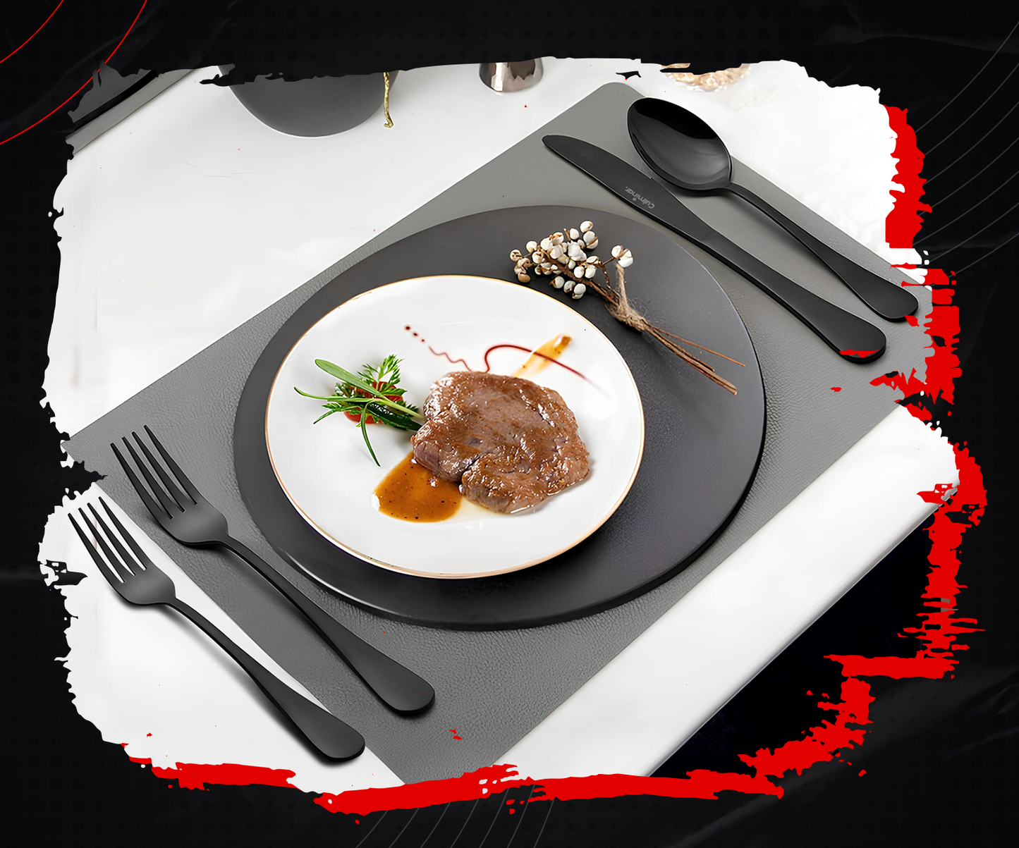 NoirRoyal | Elegante Besteckset in Mattschwarz (42 Stück)