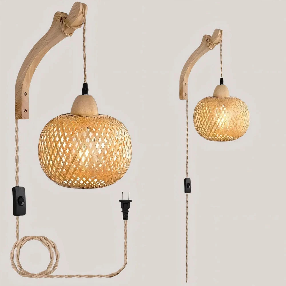 Rattano | Wandleuchte – Retro Rattan Design für Innenräume