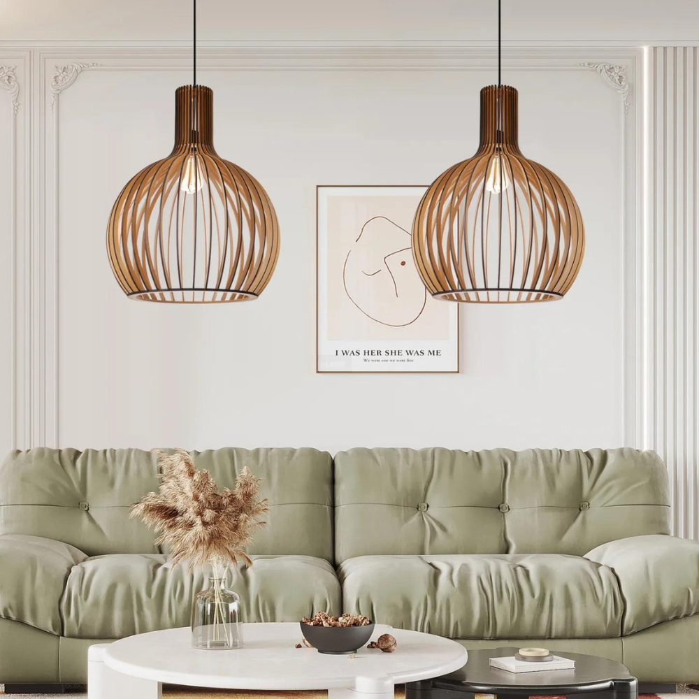 HimmlischeLeuchte | Deckenlampe – Elegante Schwarze LED-Hängeleuchte aus Holz