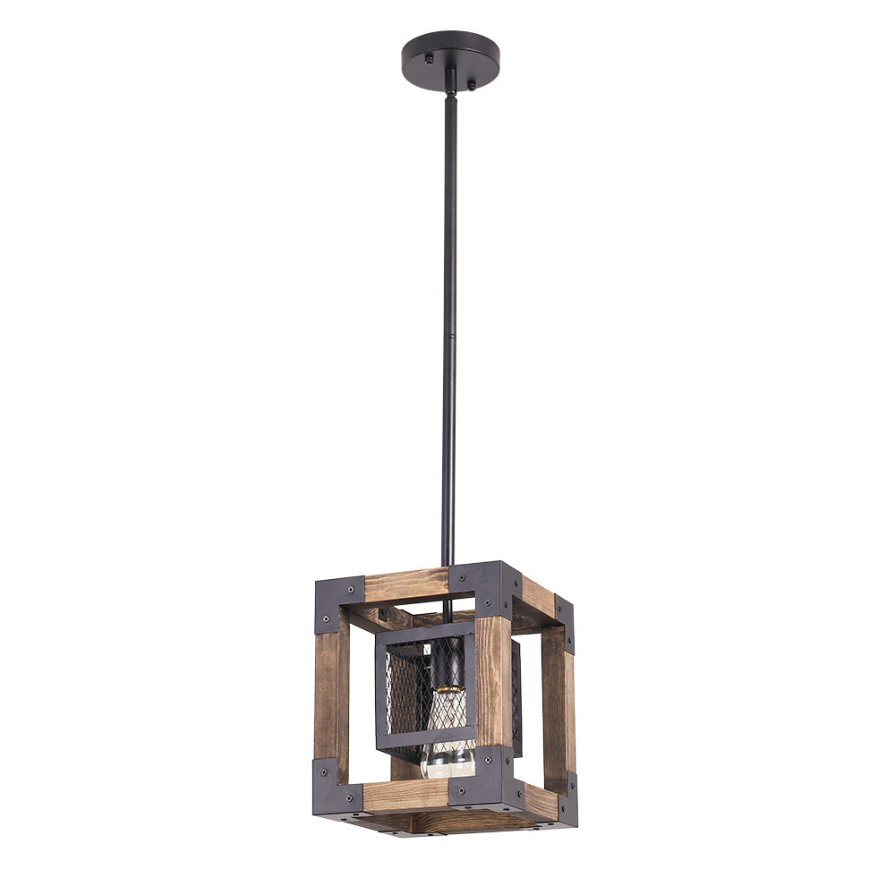 Rustika | Industrielle Holz-Pendelleuchte