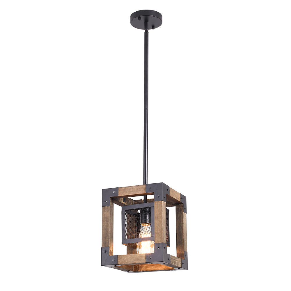 Rustika | Industrielle Holz-Pendelleuchte