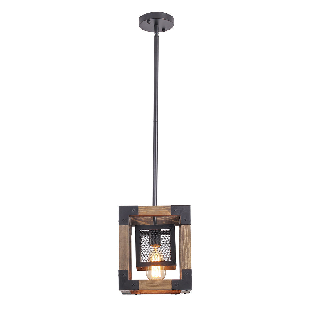 Rustika | Industrielle Holz-Pendelleuchte