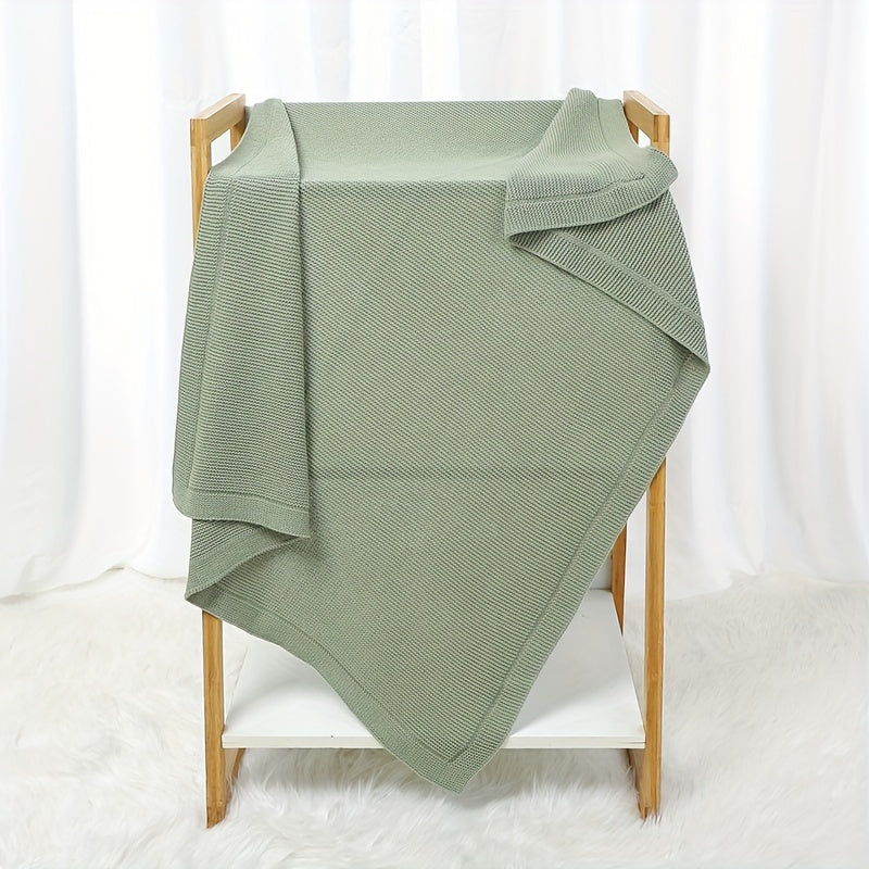 Weiche Baumwollstrickswaddle-Decke - Einfarbig, Geometrisches Muster, Perfekt für Verschiedene Anlässe