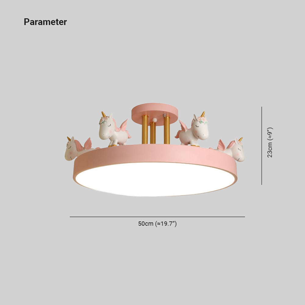 EinhornTraum | LED-Deckenleuchte – Kinderzimmerlampe aus Metall & Holz, Dimmbar