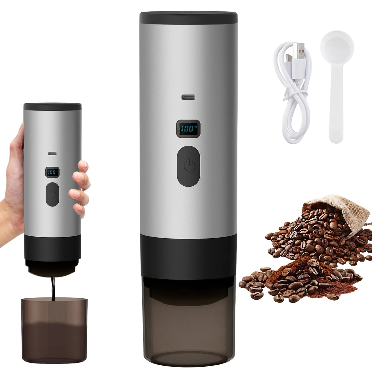 Cafiora | Tragbare Espressomaschine – 3-in-1 für Kaffee mit Kapseln und Pulver 10