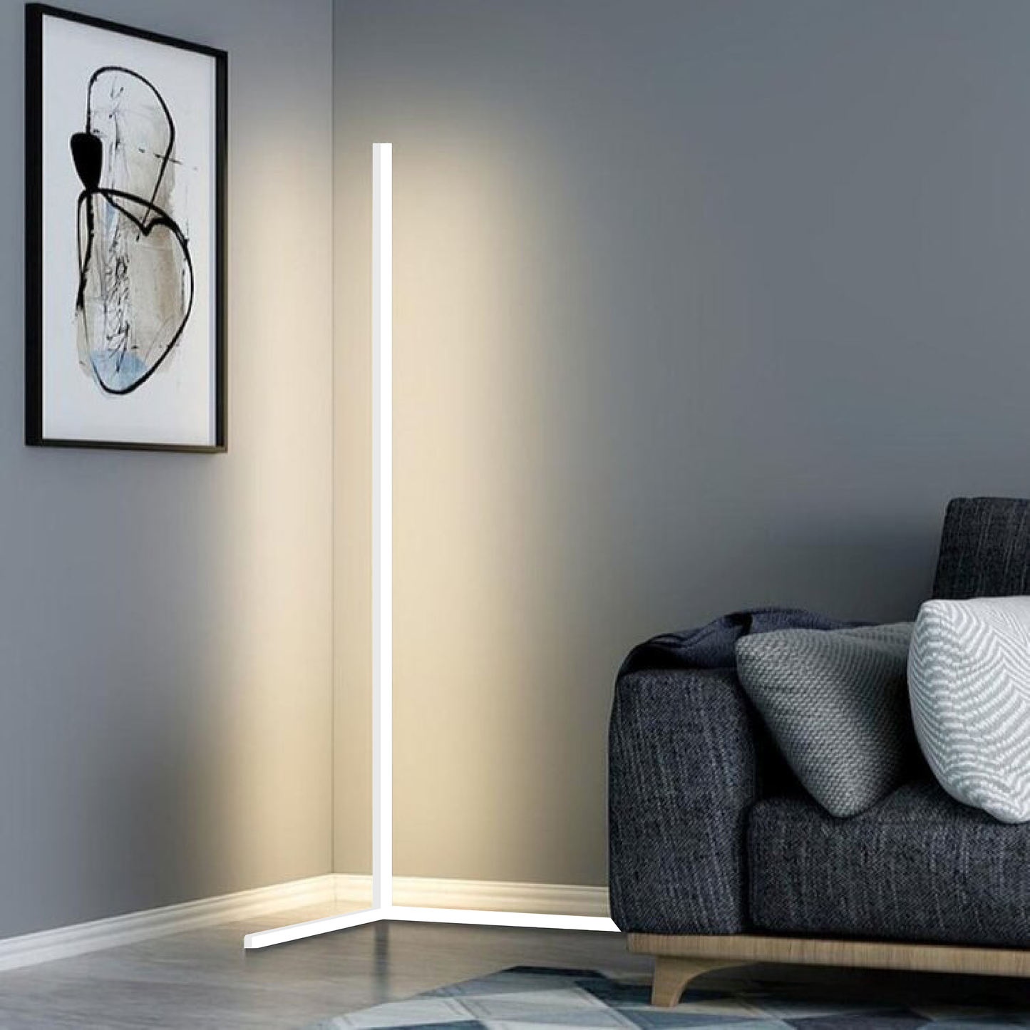 SleekBuddy | Minimalistische LED-Stehleuchte in Schwarz/Weiß – Moderne Ecklampe aus Aluminium