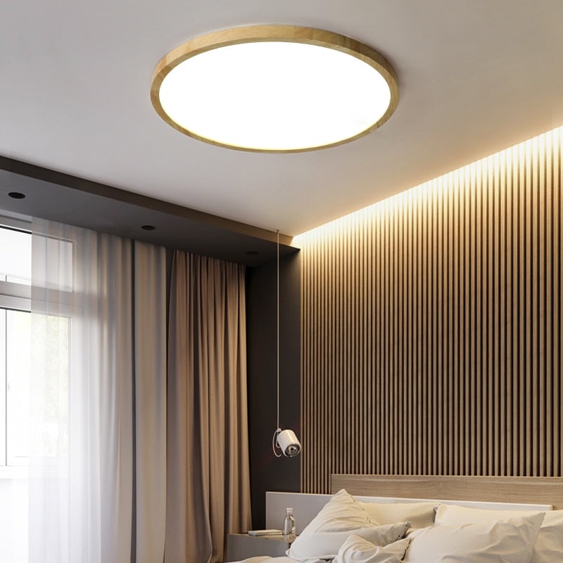 LichtHolz | Moderne LED Deckenleuchte – Minimalistisch, Stilvoll, Holzfarben für Wohn- und Schlafzimmer
