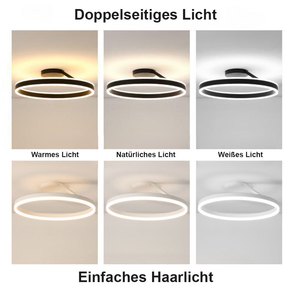 RottoLicht | Moderne LED-Deckenleuchte Ring Schwarz/Weiß – Eleganz und Funktion für Wohnzimmer & Flur
