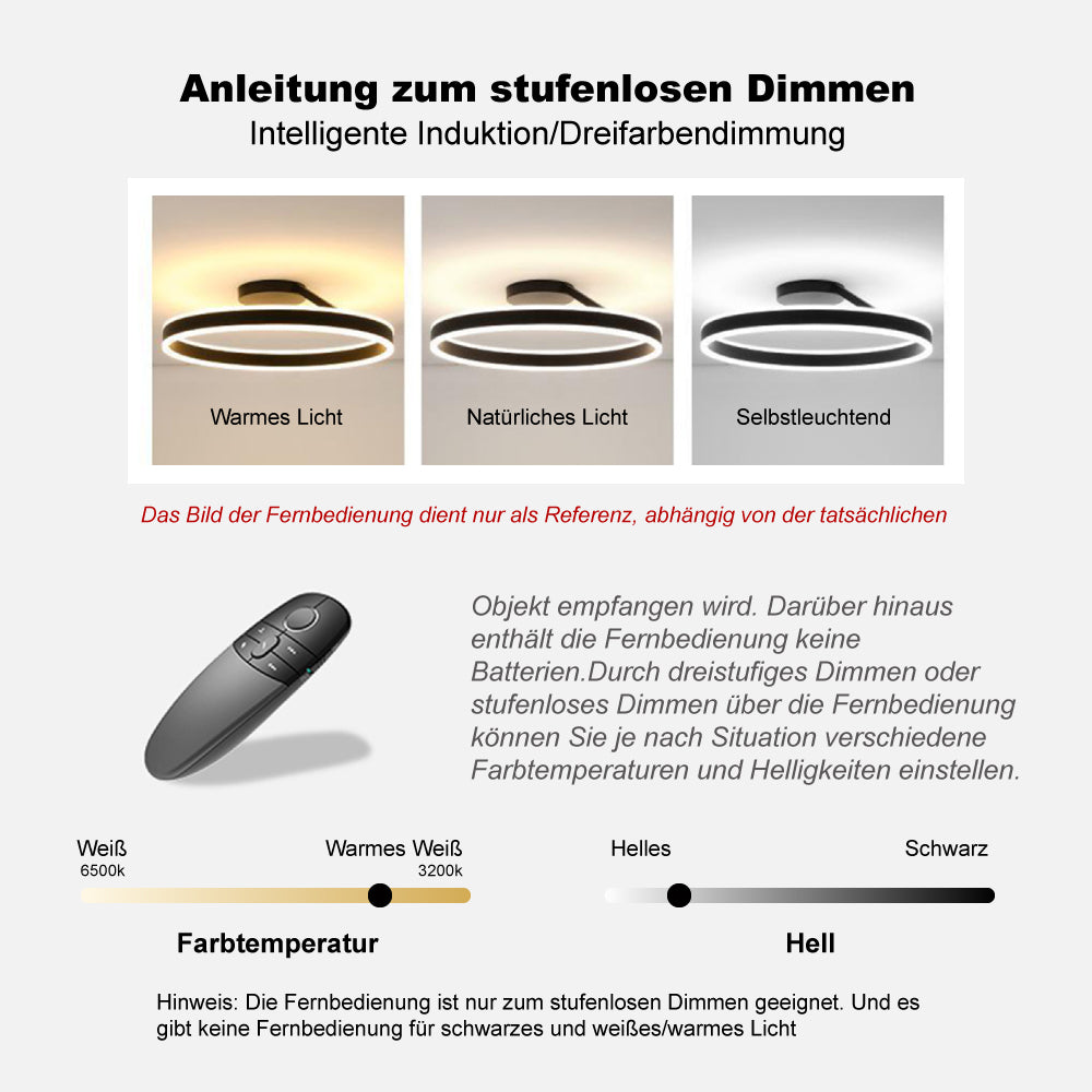 RottoLicht | Moderne LED-Deckenleuchte Ring Schwarz/Weiß – Eleganz und Funktion für Wohnzimmer & Flur