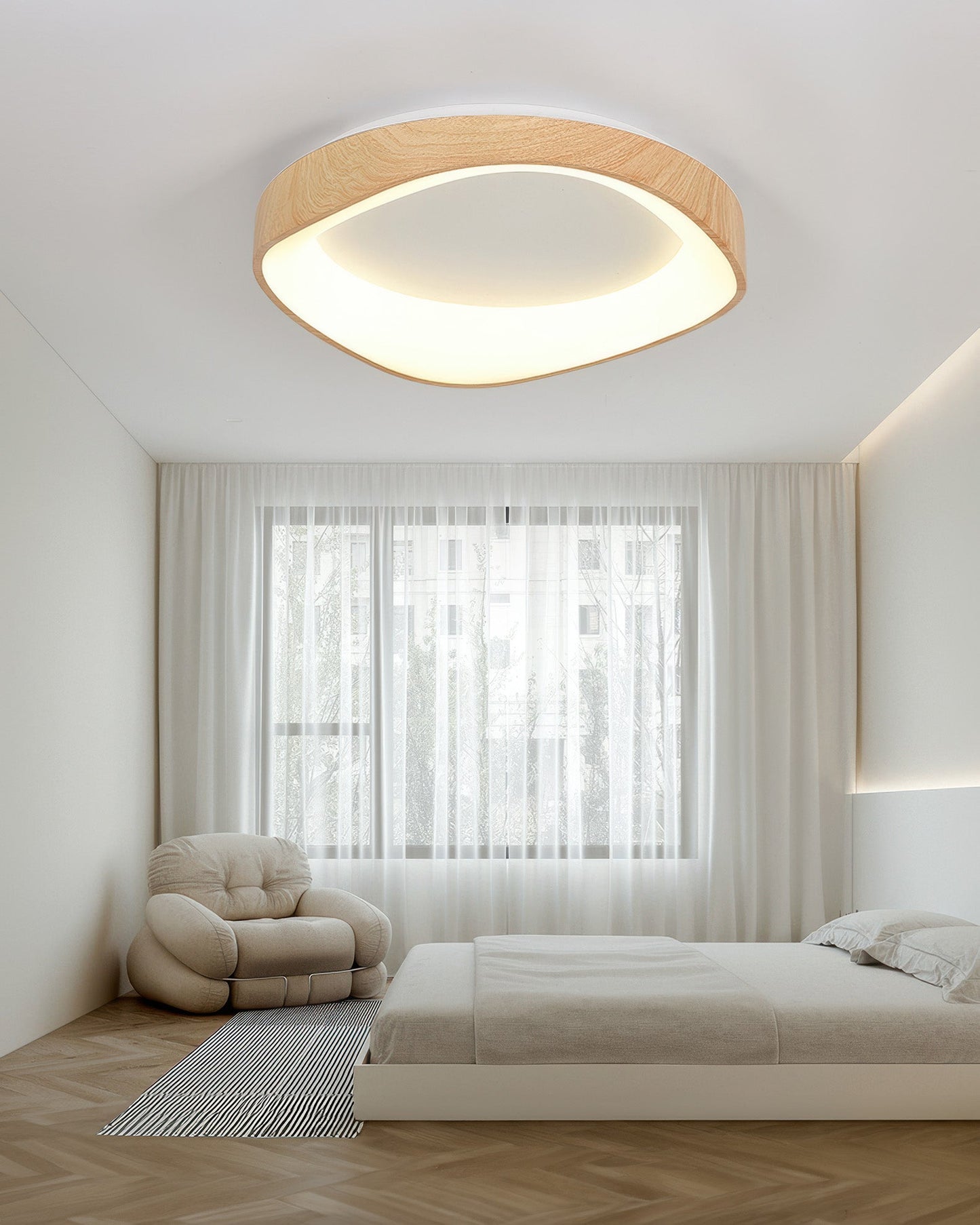 NordLuma | Skandinavische Eleganz Holzmaserung Deckenleuchte