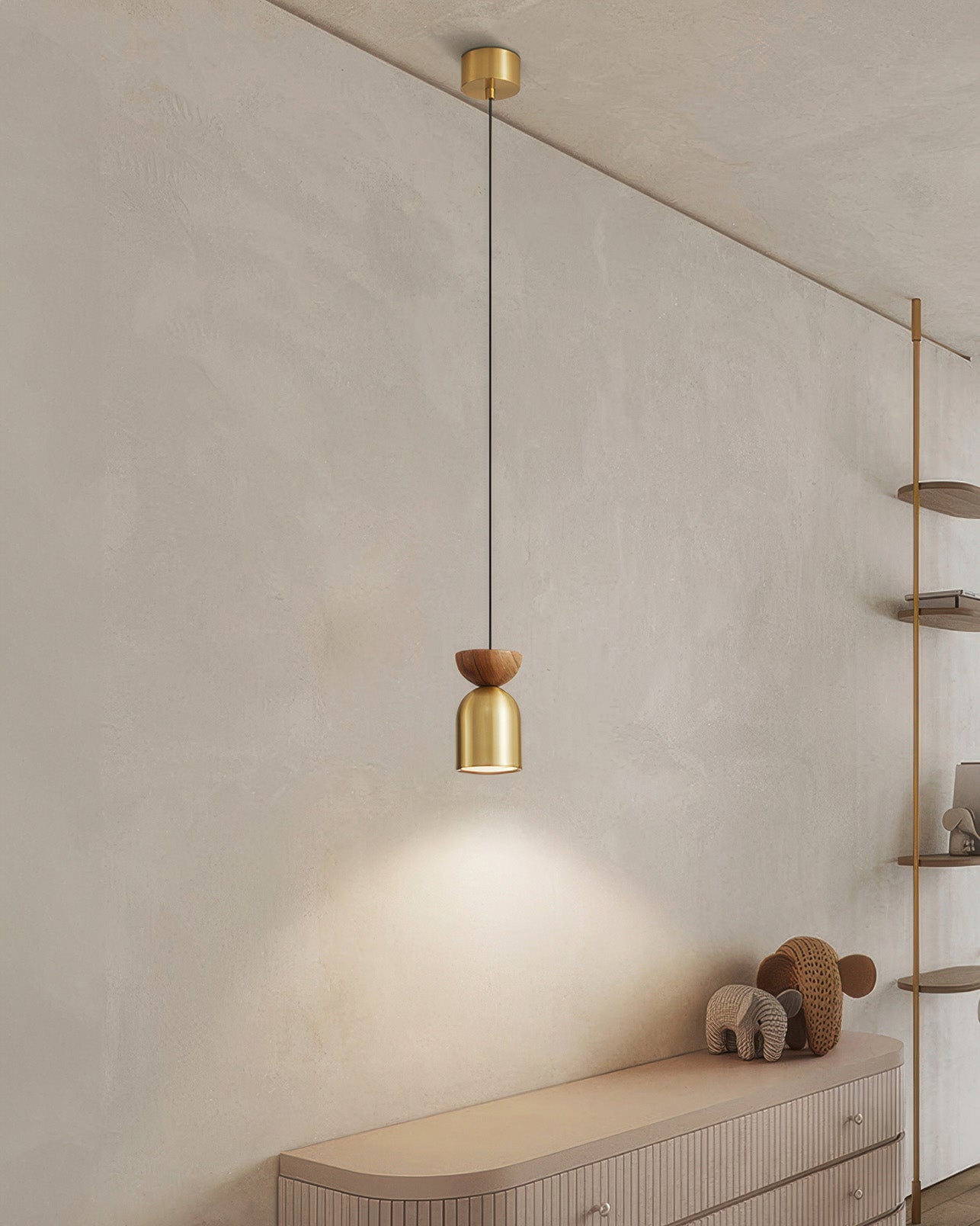 AstroLuxe | Walnut UFO Pendelleuchte